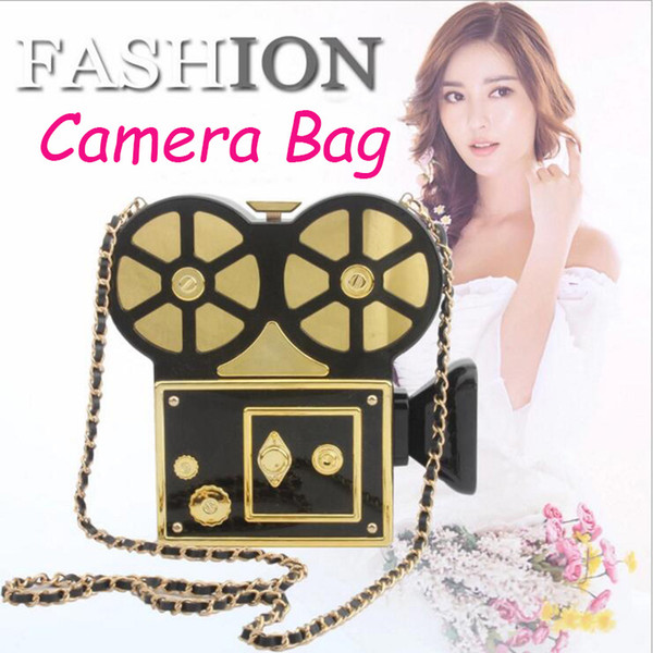 Customize Brand Designer Camera Evening Bags Acrylic Camcorder Handbag Purse Women DV Messenger Photographer Clutch Projector Shoulder Bag