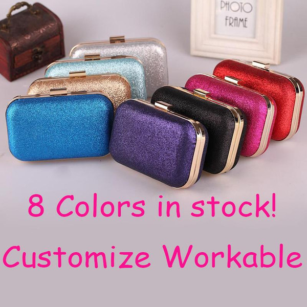 8 Colors Summer PU Leather Hard Box Clutch Mini Candy Bag Glittering Evening Bags for Women, Hot Chain Handbags - RC003