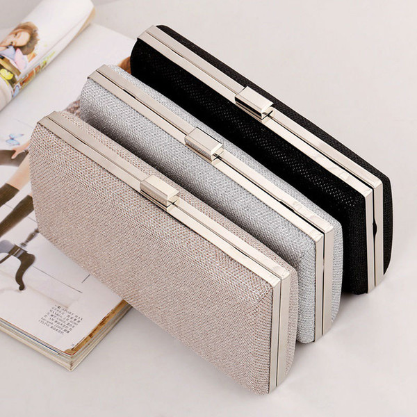 New arrival cool metal frame evening bags dress women satin clutch artificial silk shoulder handbag party purse elegant messenger - M130