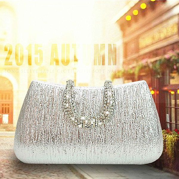 Handpicked! High Quality Bark Pattern PU Evening Bag Hard Diamond U Clasp Clutch Wedding Purse Handbag for Prom - RC001