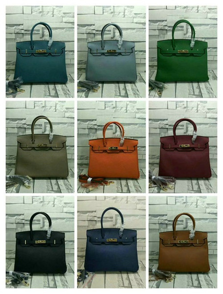 100% FULL LEATHER BIRKIN35CM 30CM SHOULDER HANDBAG embossed YF0309- palm print portable shoulde bag Blue black red pink white orange green