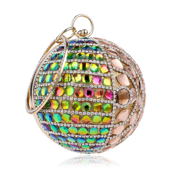 New Arrival Beaded Women Evening Bags Diamonds Handbags Rhinestones Purse Day Clutches Evening Bag Circular Shaped