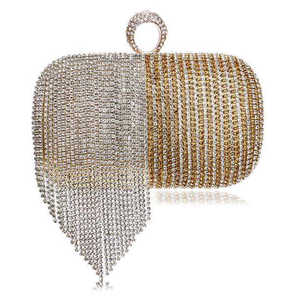 Women Evening Bags Finger Ring Diamonds Evening Bag Day Clutches Chain Shoulder Purse Handbags Tassel Lady Messenger