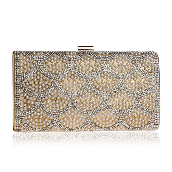 Beaded Women Evening Bag Party Wedding Shoulder Handbags SILVER/GOLD/BLACK Female Diamonds Clutch Bag