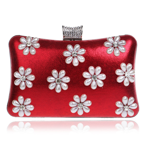 Flower Women Evening Bags Diamonds Sequined Leaf Beaded Lady Day Clutches With Chain Shoulder Handbags For Party Wedding