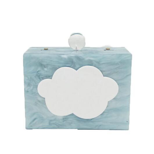 Fashion Clouds Women Day Clutches Purse Hardcase Acrylic Evening Box Bag Party Prom Chain Shoulder Handbag MIL0925