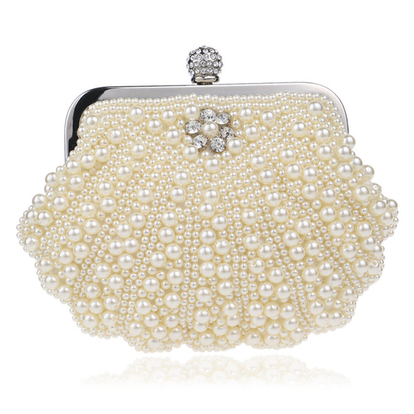 Shell Design Women Evening Bags Beaded Handmade Diamonds Chan Shoulder Messenger Bag Crystal Wedding Evening Bag