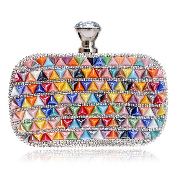 Ceramics Beaded Women Clutches Diamonds Rivet Fashion Lady Evening Bags Crystal Wedding Party Bridal Purse