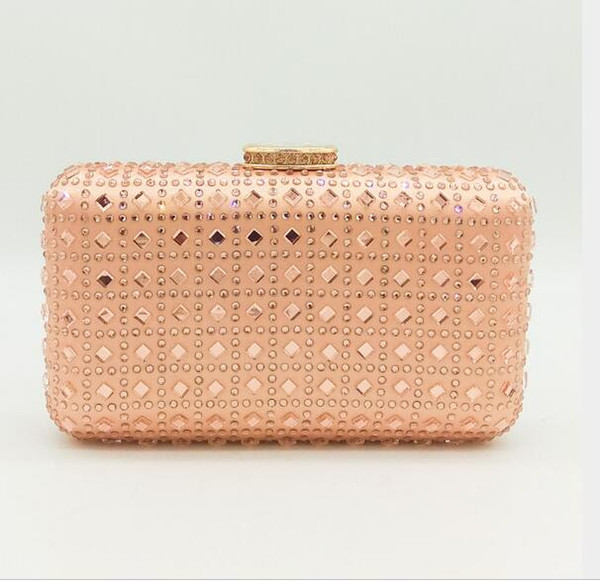 Champagne Pink Crystal Clutch Bag Evening Purse and Diamond Women Wedding Handbags For Brides Minaudiere Bag MIL1051