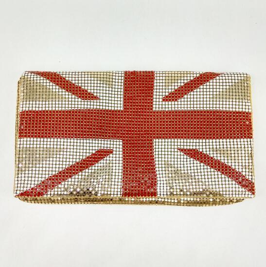 UK England National Flag Aluminum Women's Fashion Day Clutches Purse Casual Envelope Handbag Evening Bag MIL0892