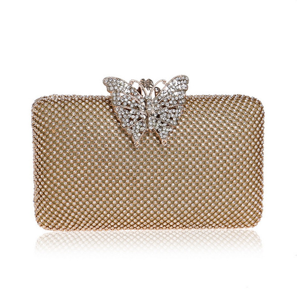 Butterfly Metal Rhinestones Bag Female Small Ladies Crystal Evening Clutch Bag Chain Shoulder Women Party Weddng Purse