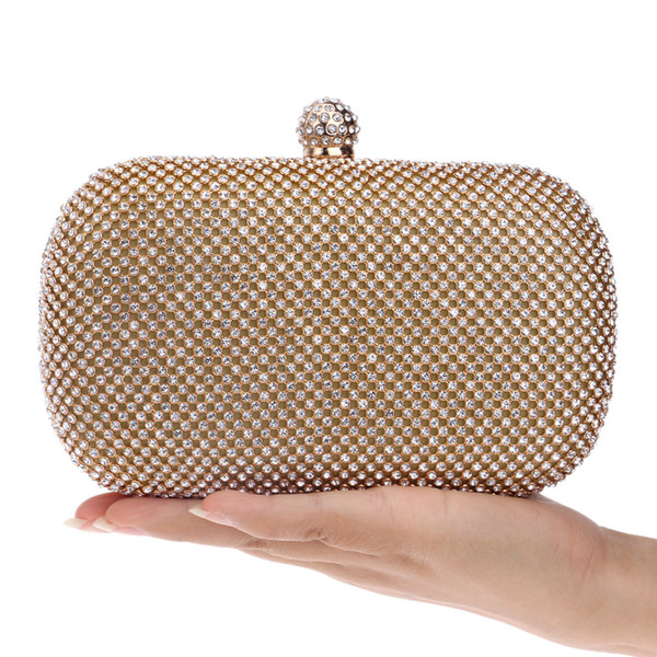 Two Side Rhinestones Women Evening Bag Chain Shoulder Handbags Diamonds Small Day Clutch Purse Evening Bag