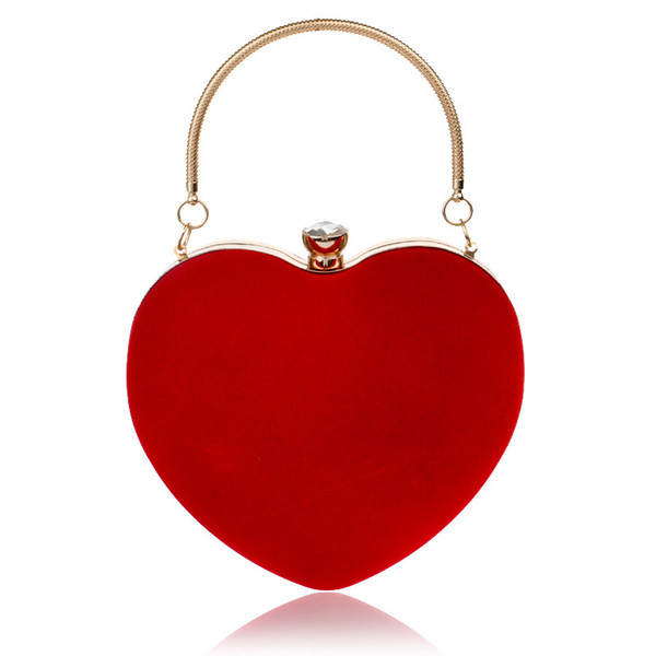 Heart Shaped Diamonds Women Evening Bags Red/Black Chain Shoulder Purse Day Clutches Evening Bags For Party Wedding