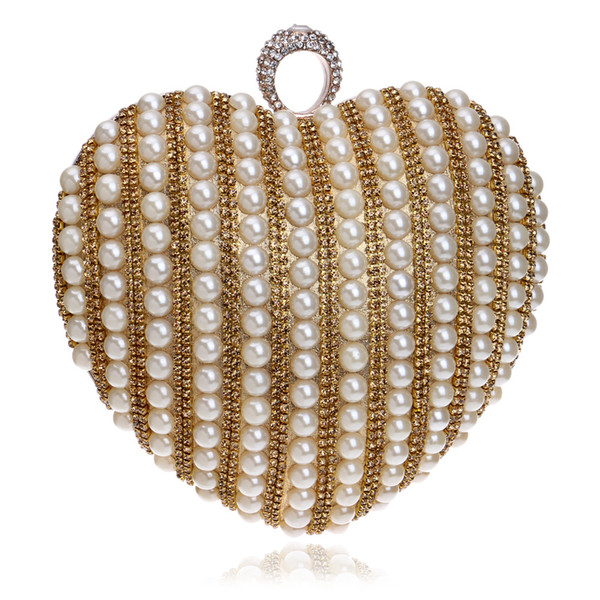 heart shaped women evening bags beaded small purse day clutches evening bags finger ring rhinestones wedding handbag 01