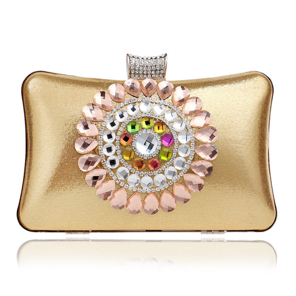 Acrylic Women Evening Bags Rhinestones Handbags Messenger Chain Shoulder Bag Clutch Evening Bag For Wedding Purse