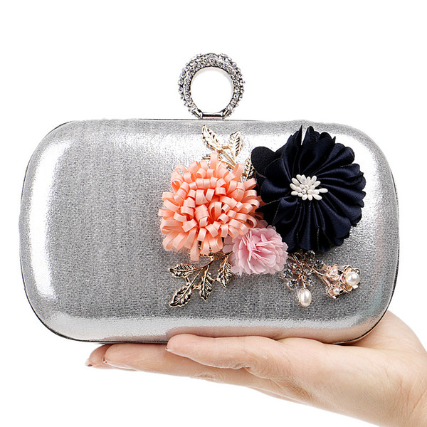 Wedding Party Evening Bags Women Flower Fashion Small Day Clutches With Chain Shoulder Lady Shell Beaded Purse Handbags