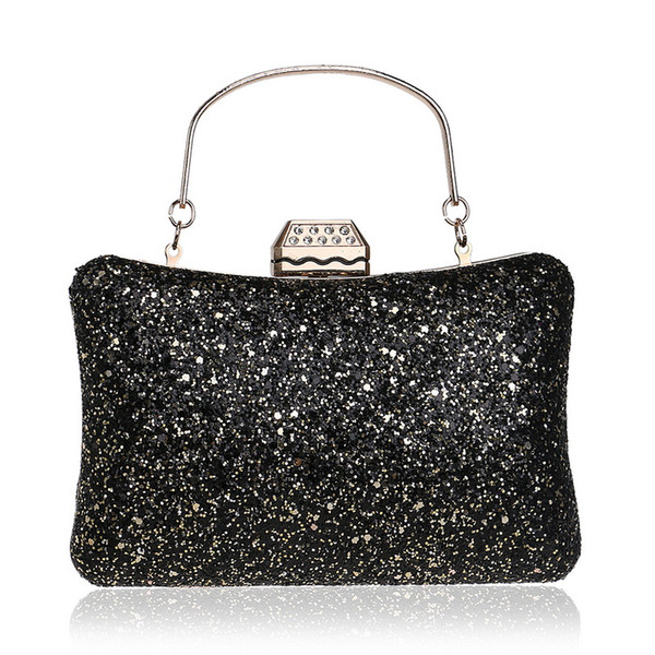 Sequined Elegant Women Evening Bag With Handle Chain Shoulder Handbags Diamonds Metal Party Wedding Purse Bag YM1220