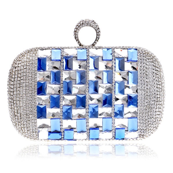 Luxrious Fashion Women Evening Bag Chain Shoulder Rhinestones Party Wedding Handbags Crystal Christmas Gift Purse YM1070