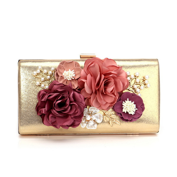 Wedding Party Evening Bags Women Flower Fashion Small Day Clutches With Chain Shoulder Lady Shell Beaded Purse Handbags 01