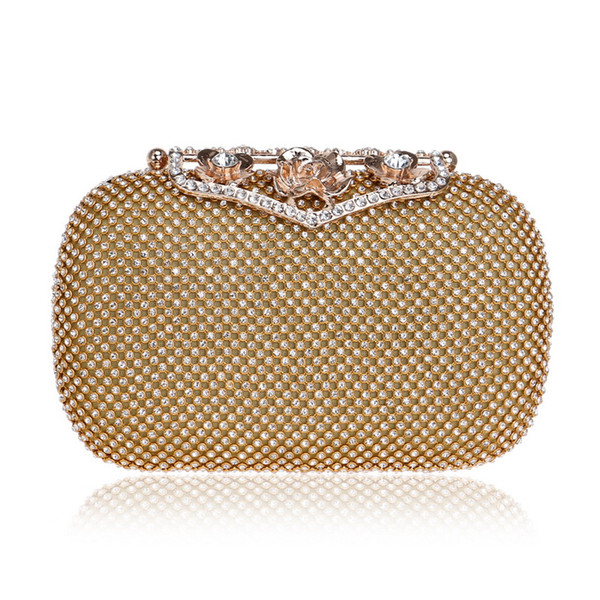 Crystal Evening Bag Metal Rhinestones Chain Shoulder Purse Handbags Small Ladies Party Wedding Messenger Clutch