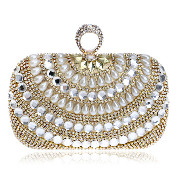 Rhinestones Women Evening Bag One Side Black Lady Beaded Wedding Party Handbags Chain Shoulder Diamonds Clutch Bag