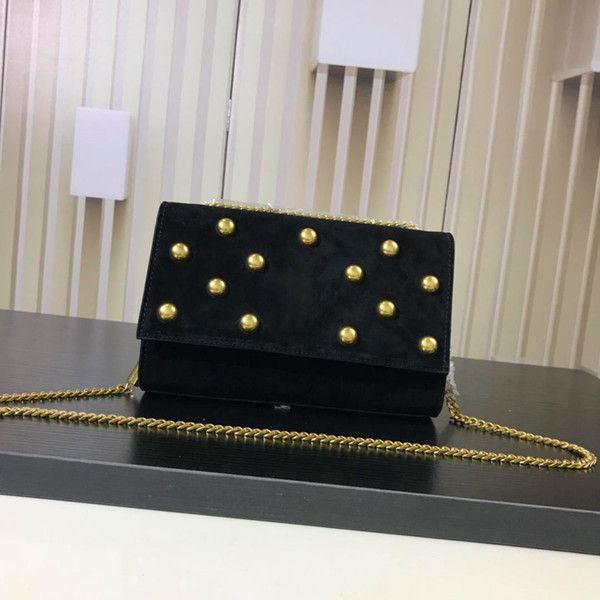 Designer Handbags Women's Tassel Bags One Shoulder Diagonal Luxury Brand Fashion Bags Cosmetic Bags With Rivets Suede Leather Black