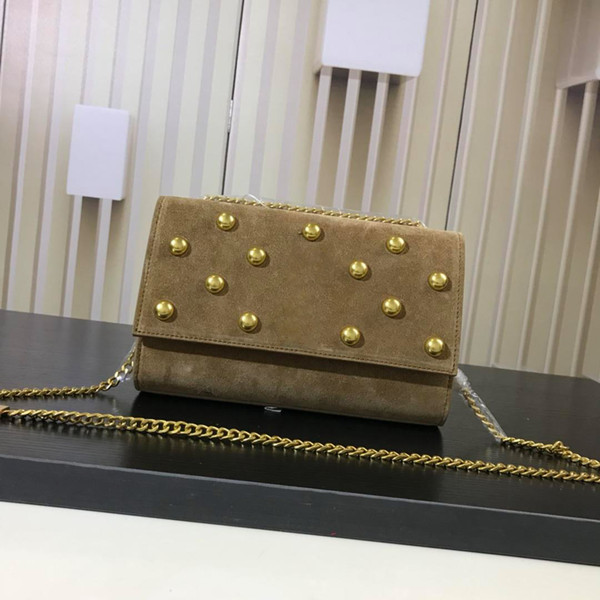 Designer handbags Women's tassel bag Handle Shoulder Diagonal bag Luxury brand fashion handbags Makeup evening bag with rivets Suede leather