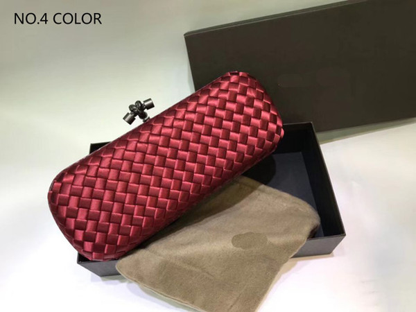 First Quality Wholesale Designer Japapsilk weave Stretch Knot Clutches Women's Lambskin mix Snake Leather edge Party Bag Fashion Many color