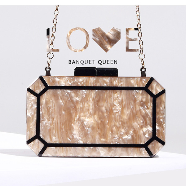 2019 Trendy Fashion High Quality Acrylic Square Handbag Dinner Bag Mini Handbag Lady Luxury Designer Brands