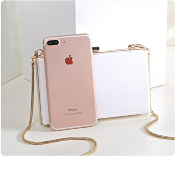 New Fashion Women Mini Shoulder Acrylic Handbag Female Oblique Handbag Transparent European and American fashion chain Dinner Bag