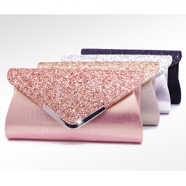 Explosion models European and American fashion evening bag PU sequins ladies clutch bag necklace with solid color
