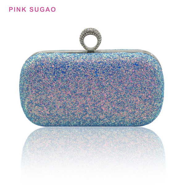 Pink sugao designer women evening bags clutch bags BHP Sequin dinner bag wild ring clutch bag flashing dinner bag