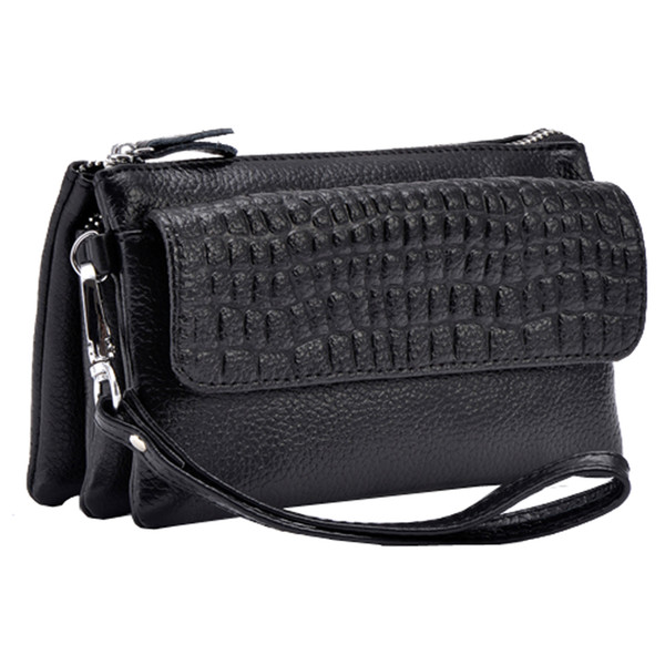 Women's Soft 2020 Spring New Arrival Genuine Leather Purse Organizer Wallet Zipper Coin Bag Wristlet Crossbody Shoulder Clutch Card Holder