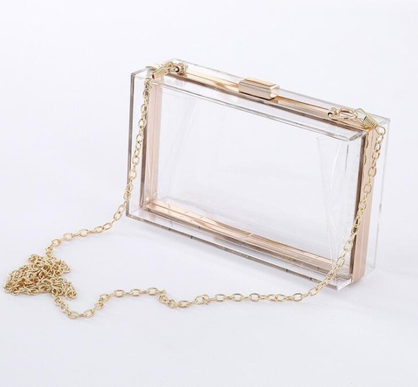 10PCS Transparent Acrylic bag bling Chain Box Bag clear crossbody bags clutch for women evening party