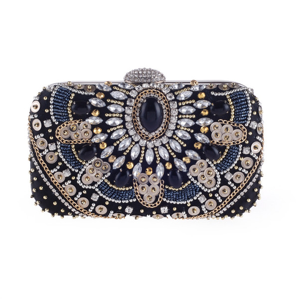 Pochette soiree Women Evening Bags Chain Shoulder Small Day Clutches Beaded Embroidery Diamonds Evening Bags For Lady