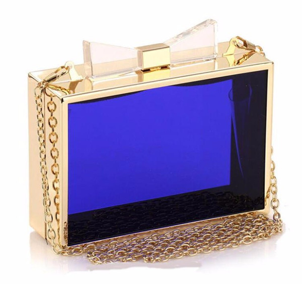 Luxury Women Transparent Acrylic Casual Clutch Clear Purse Evening Bag Handbags Personality Vintage Messenger Bag Free Shipping