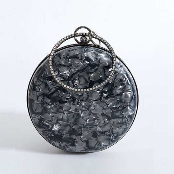 Fashion Round Acrylic Bags for Women Rhinestones Shoulder Evening Bag Chain Crossbody Bag Female Circle Handbag Party Clutch