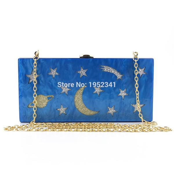 OC4124 Online Wholesale cheap price acryic bag for lady fashion blue sky acrylic purse