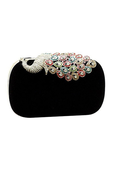 Hot Fashion Women's Elegant Evening Bag Ladies' Handbag Clutch Bag Ideal Rhinestone Peacock Black for Wedding Party