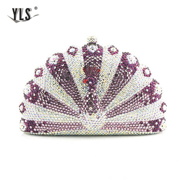 YLS Luxury Crystal Peacock Bag Women Party Evening Clutch Funny Handbag Lady Celebrity Diamond Torebki Damskie Wedding Purse