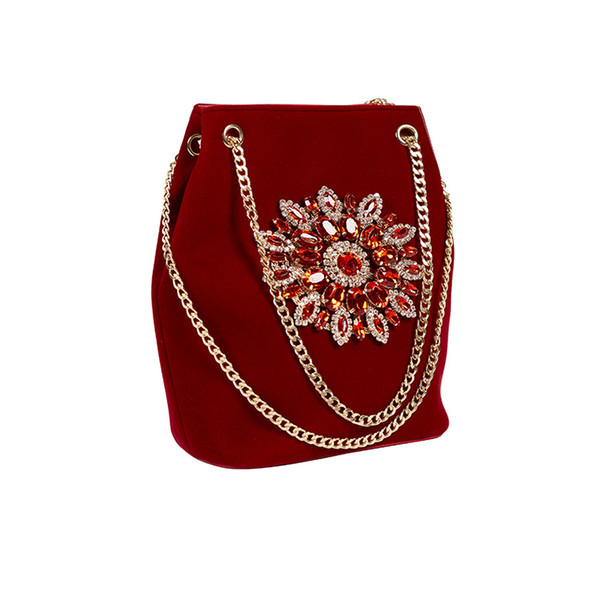 Evening Bags Women Handbags 2019 Diamonds Pu Leather Chain Girl Handbags Bucke Bag Solid Colour Women Messenger Bags