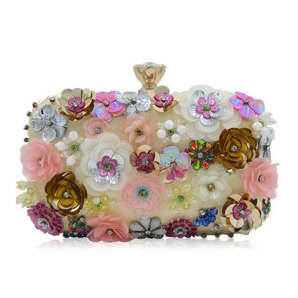 Luxury Crystal Clutch Evening Bag Flower Party Purse Women Wedding Bridal Handbag Pouch Soiree Pochette Bag Sg131