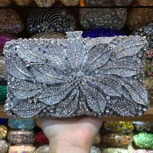 Silver Rhinestone Crystal Wedding Clutch Purse Fashion XIYUAN Women Evening Shoulder Handbags Ladies Bridal Bridesmaid Clutches