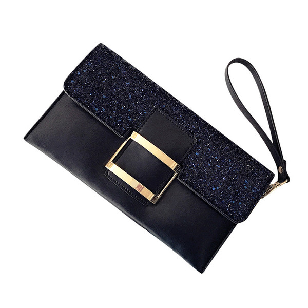 New Arrival Female Clutch Bags Sequins Envelope Bag Women PU Leather Hasp Evening Bags Shining Handbags