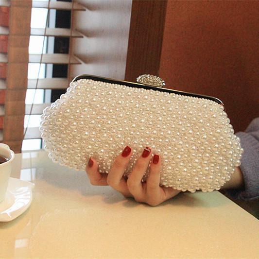 Women messenger beaded women vintage evening bags imitation pearl shell women bag shoulder bags,diamonds clutch bag for wedding