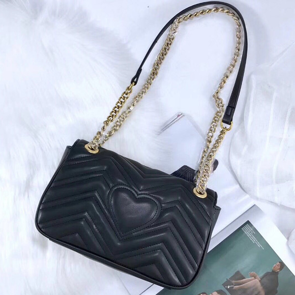 2018 Wholesale New Orignal real leather fashion chain shoulder bag cowhide handbag presbyopic card holder purse evening bag messenger