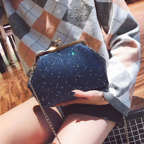 Hot Summer Retro Sequined Women Evening Bags Paillette Luxury Designer Handbags Golden Chain Clutch Purses Crossbody Handbags