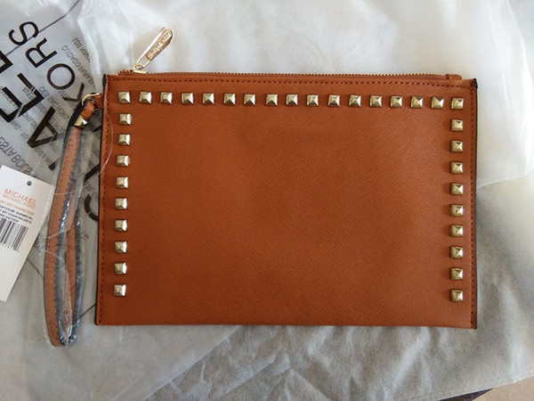 long wallet rivet designer women lady new leather fashion single zipper luxury wallet long purse free shipping