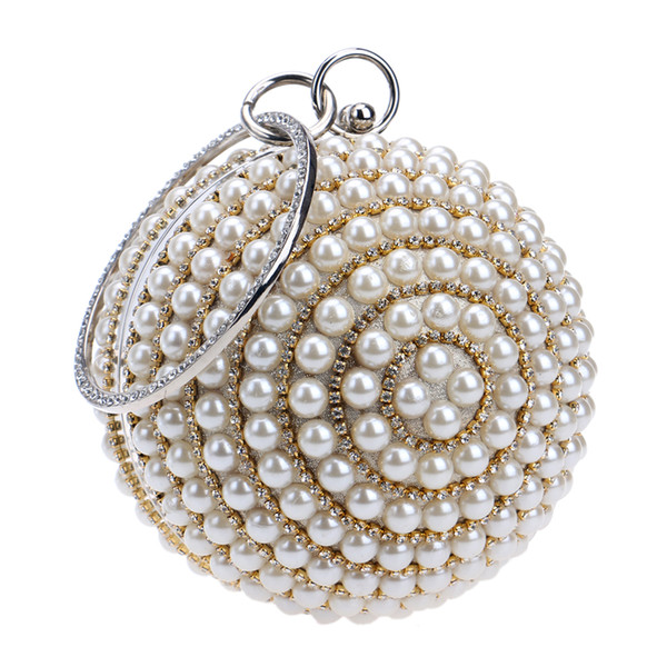 Wholesale-Women's Pearl Beaded Evening Bags Factory Selling Pearl Beads Clutch Bags Handmake Wedding Bags Beige, Black Quality Assurance