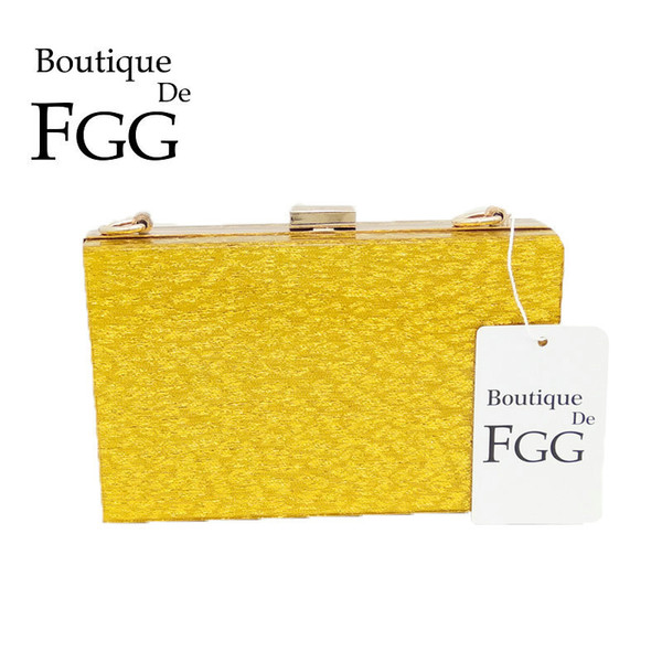 Boutique De FGG Fashion Women Gold Day Clutches Handbag Acrylic Evening Party Dinner Purse Box Clutch Chains Shoulder Bag Y18103004